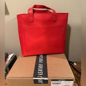 Portland Leather Poppy Red Medium Zipped Crossbody Tote